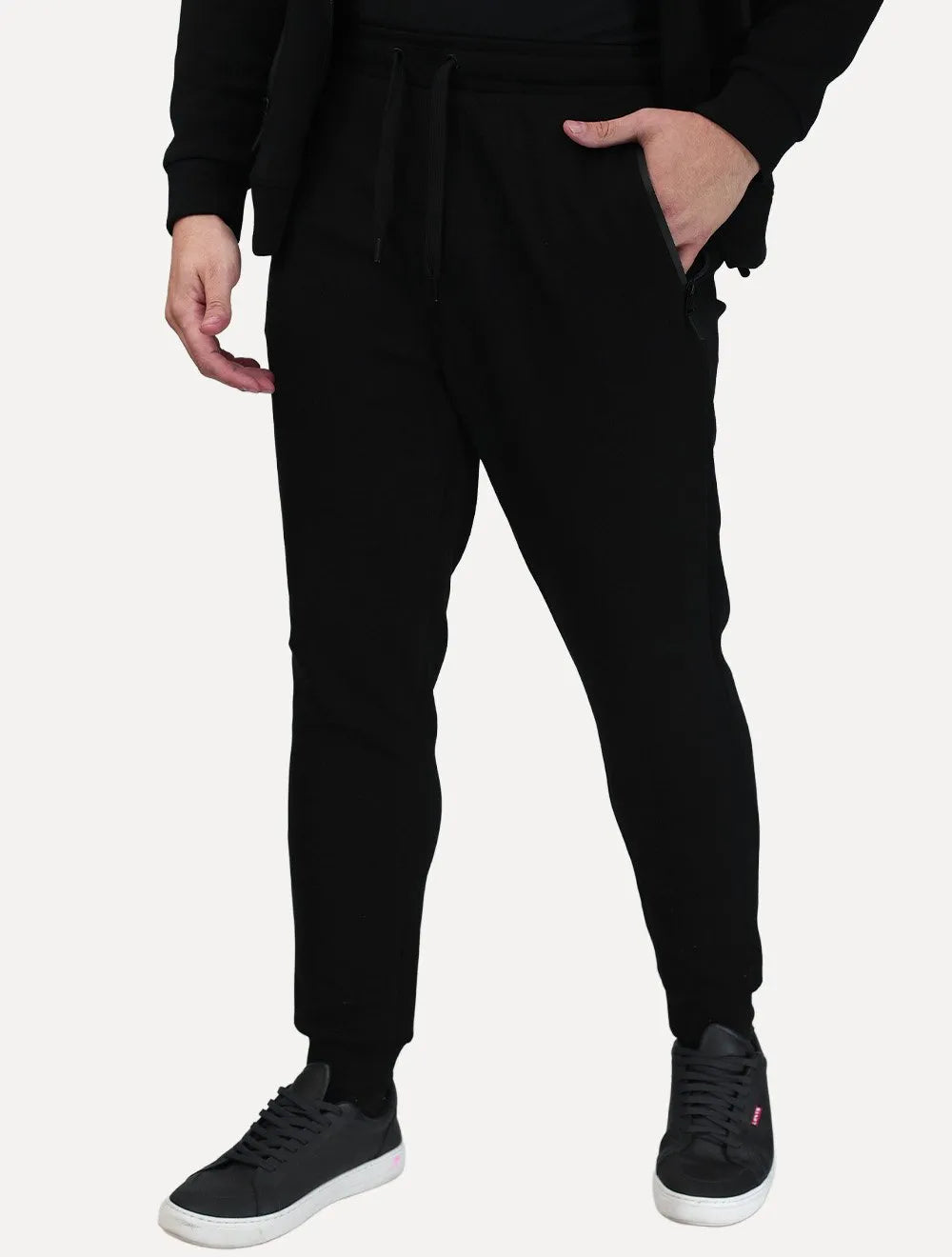 Conjunto Dixen Agasalho Moletom Jaqueta com Zíper Frontal Preto