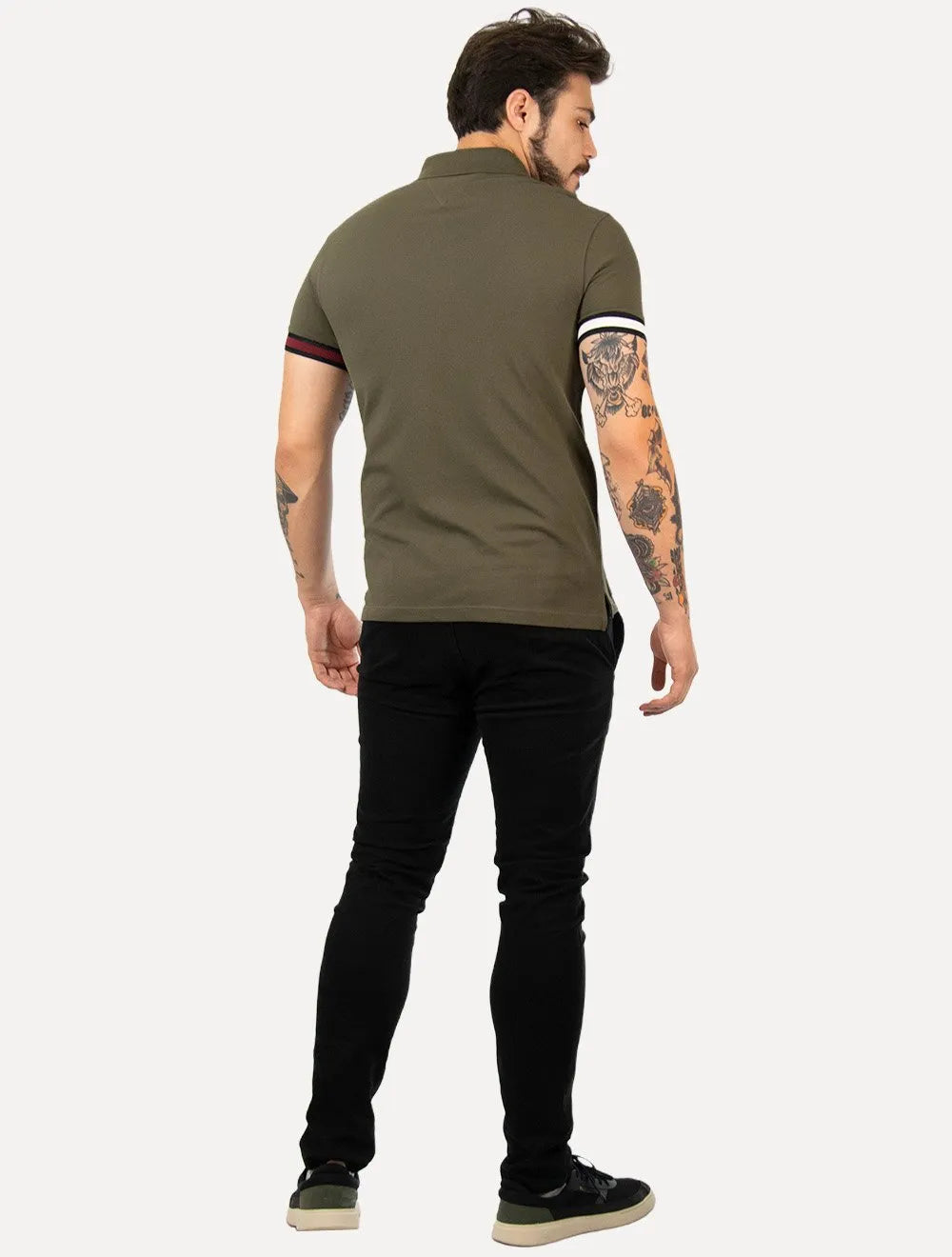 Polo Tommy Hilfiger Slim Piquet Classic Flag Verde Militar
