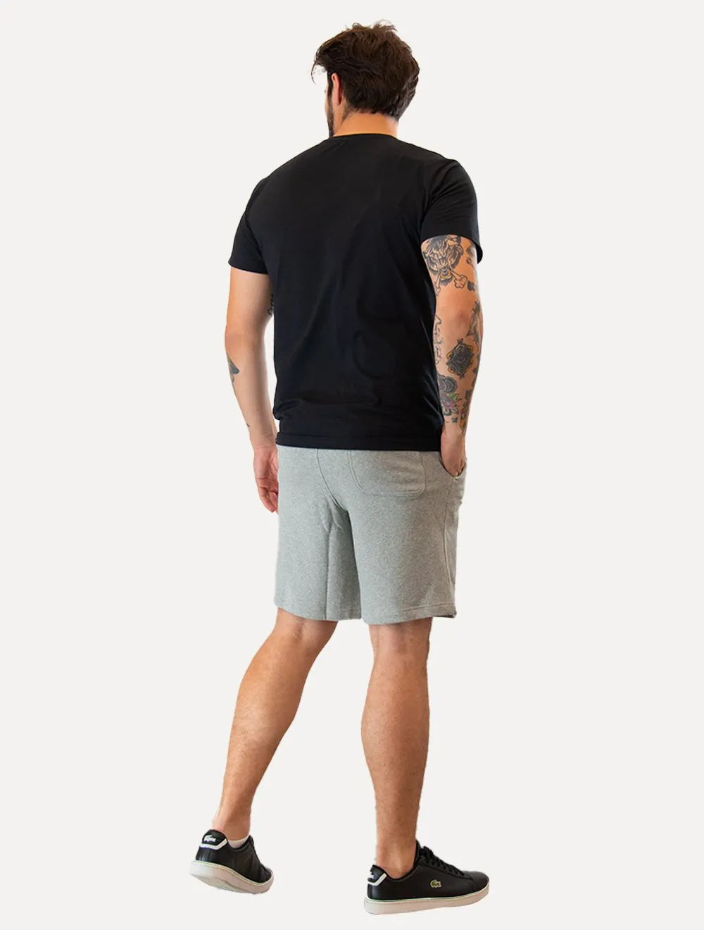 Bermuda Original Penguin Masculina Moletom Slim Patch Cinza Mescla
