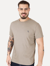 Camiseta Reserva Masculina Slim Algodão Peruano Cáqui