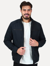 Jaqueta Dixen Masculina Sarja Forrada Zíper Frontal Pesponto nas Mangas Preta