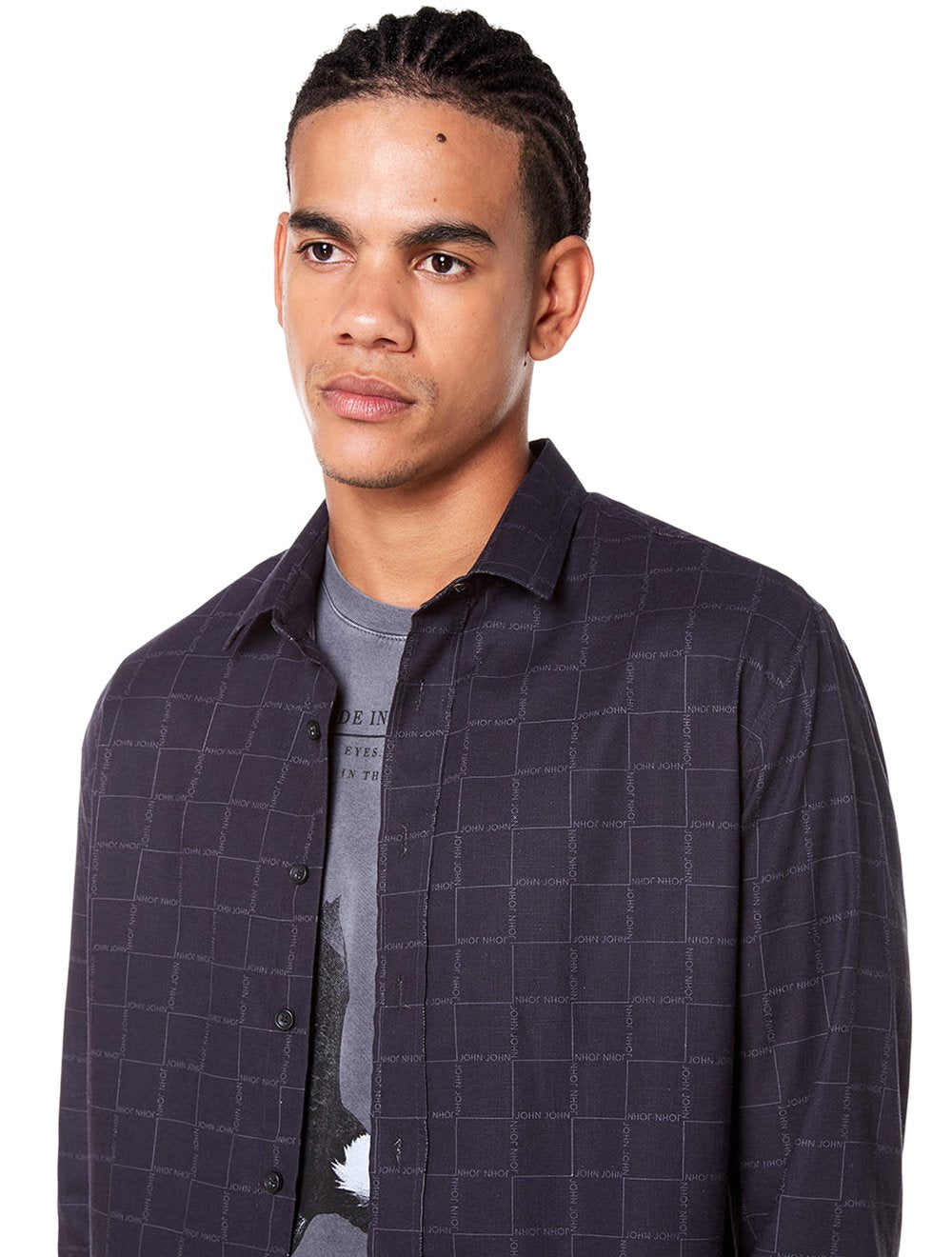 Camisa John John Masculina Relaxed Mini Line Preta