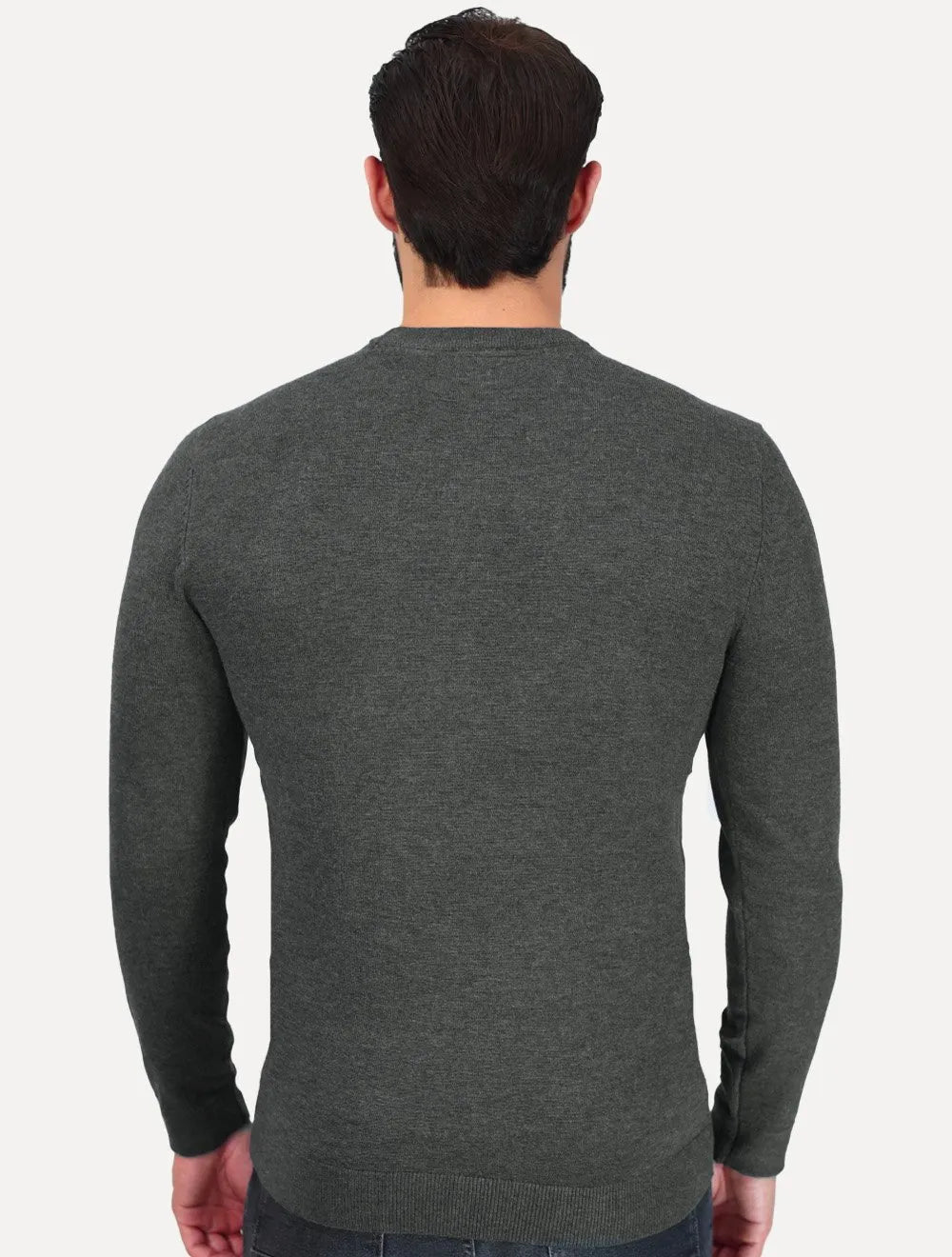 Suéter Calvin Klein Jeans Masculino Tricot Gola Careca Liso Chumbo