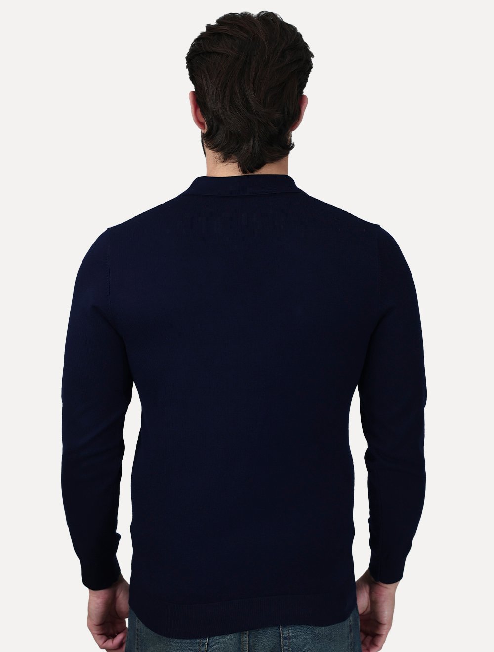 Camiseta Dixen Masculina Tricot Manga Longa Jacquard Seamless Azul Marinho