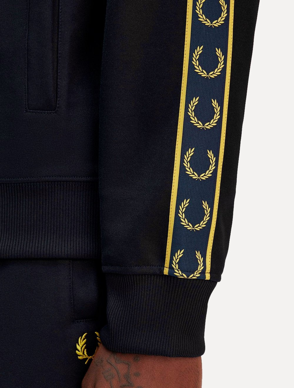 Jaqueta Fred Perry Masculina Contrast Tape Track Azul Marinho