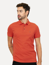 Polo Tommy Hilfiger Masculina Slim Piquet 1985 Laranja