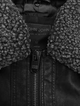 Jaqueta John John Masculina Couro Sherpa Bill Preta