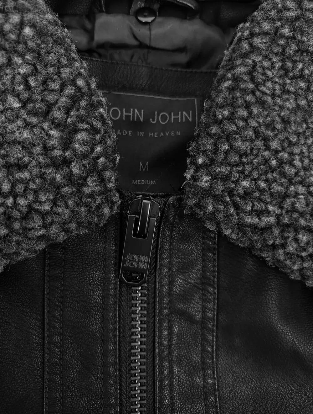 Jaqueta John John Masculina Couro Sherpa Bill Preta