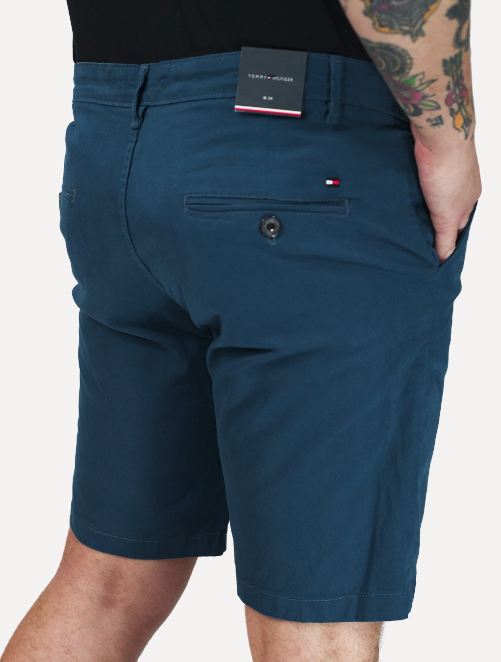 Bermuda Tommy Hilfiger Masculina de Sarja Stretch Azul Cobalto