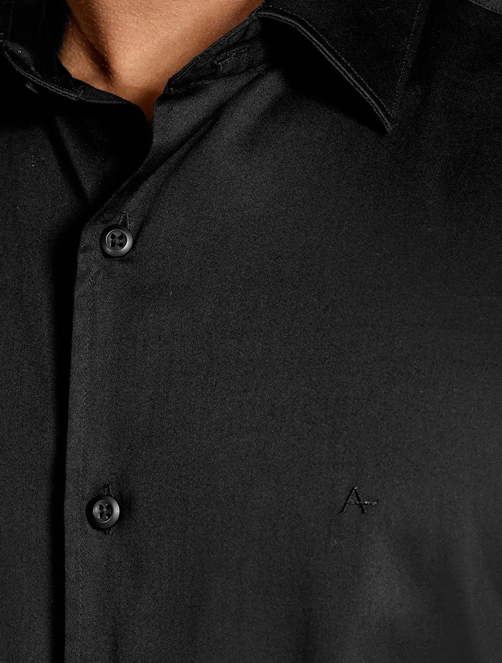 Camisa Aramis Masculina Slim Stretch Cetim Hudson Preta