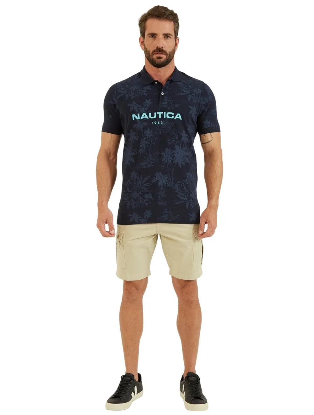 Bermuda Nautica Masculina Cargo Sarja Caqui Claro
