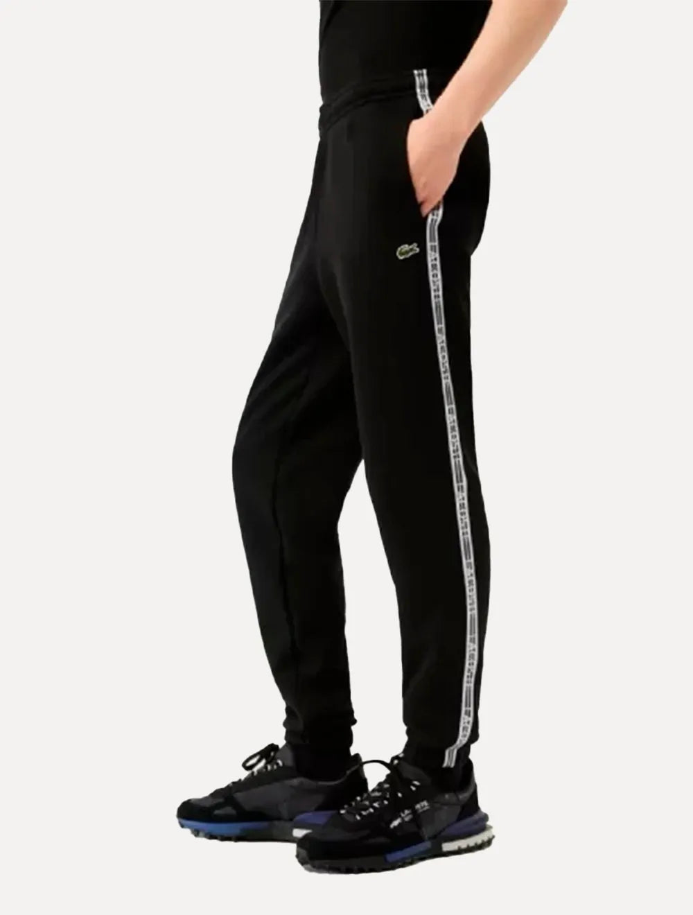 Calça Lacoste Moletom Masculina Jogger Signature Sash Preta