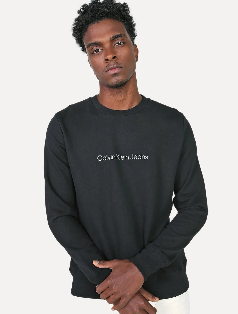 Moletom Calvin Klein Jeans Crewneck Front Logo Grafite Mescla
