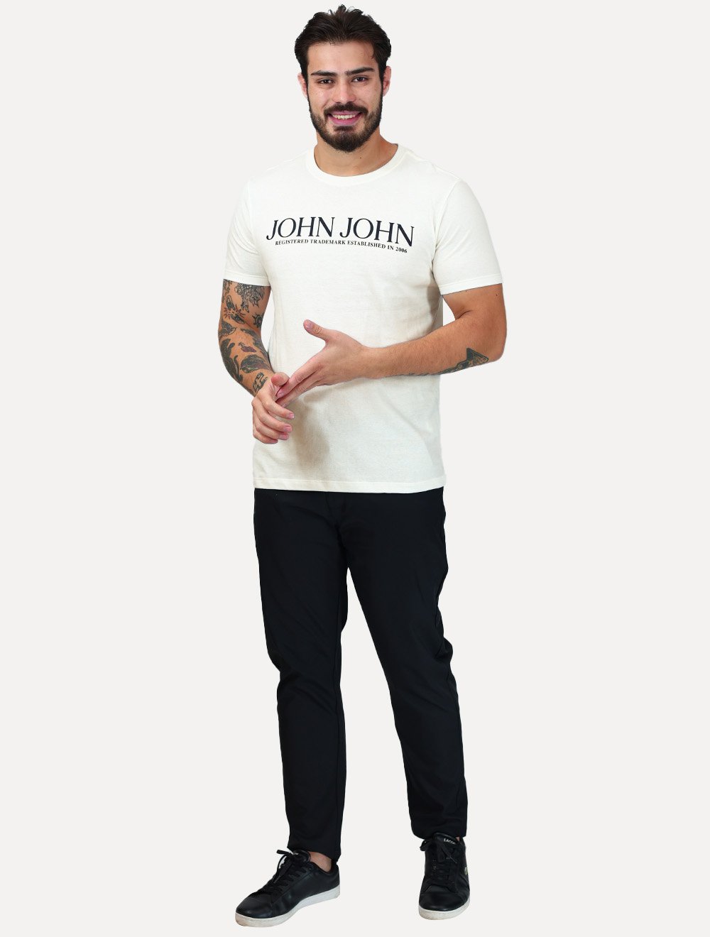 Camiseta John John Masculina Slim Fit Standard Off White