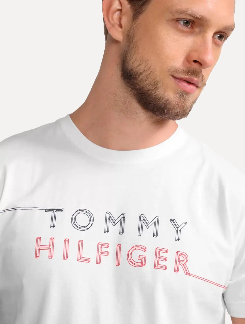 Camiseta Tommy Hilfiger Masculina 3D Large Corp Logo Branca