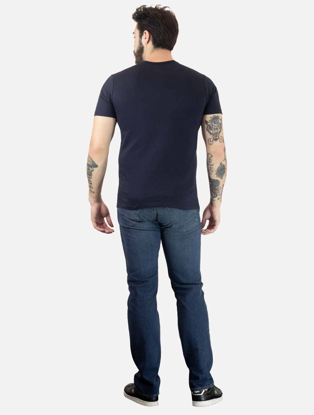 Camiseta John John Masculina Slim Logo Brush Azul Marinho
