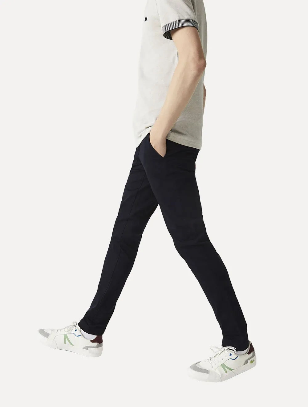 Calça Lacoste Masculina Sarja Chino Slim Fit New Classic Azul Marinho