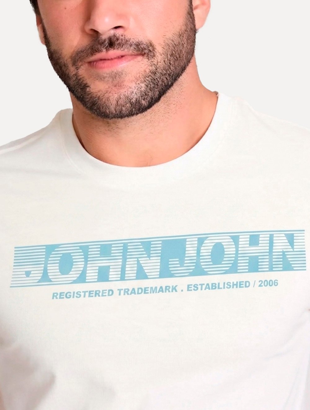 Camiseta John John Masculina Regular Fit Font Stripe Off White