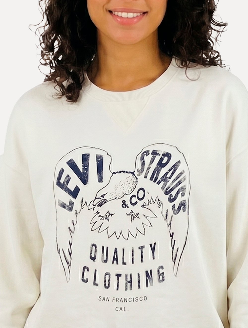Moletom Levis Feminino Crewneck Relaxed Fit Estampado Branco