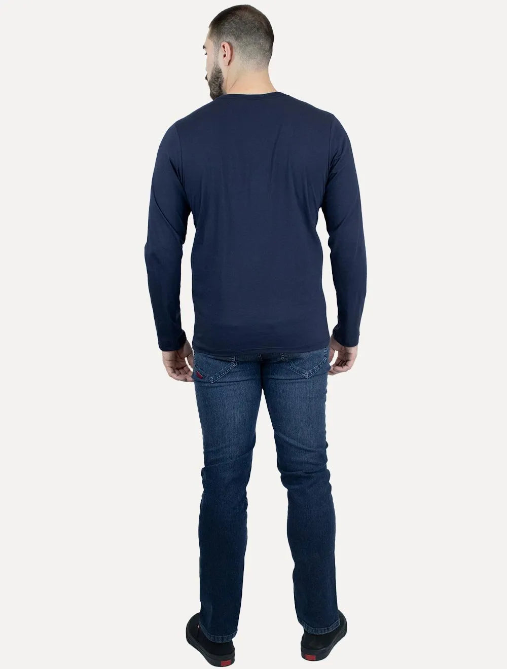 Camiseta Colcci Masculina Manga Longa Logo Azul Escuro
