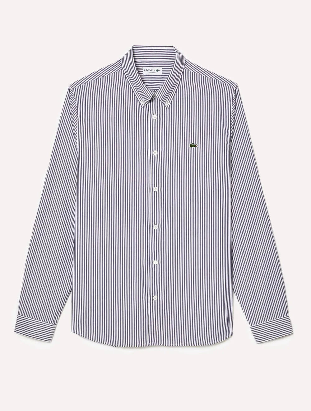 Camisa Lacoste Masculina Regular Striped Cotton Azul Marinho/ Branca