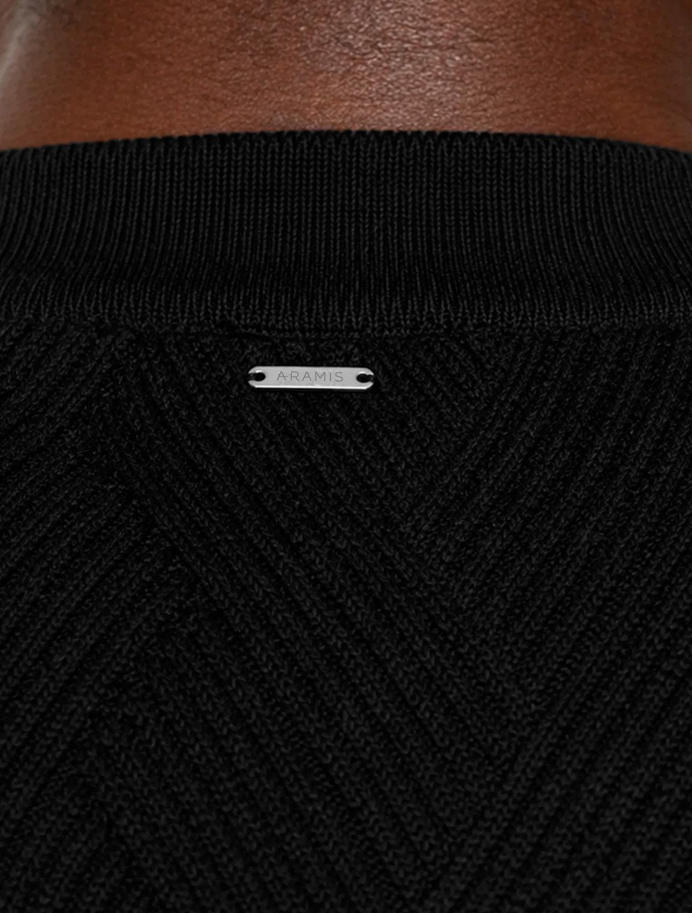 Suéter Aramis Masculino Tricot Crewneck Jacquard Tresse Preto