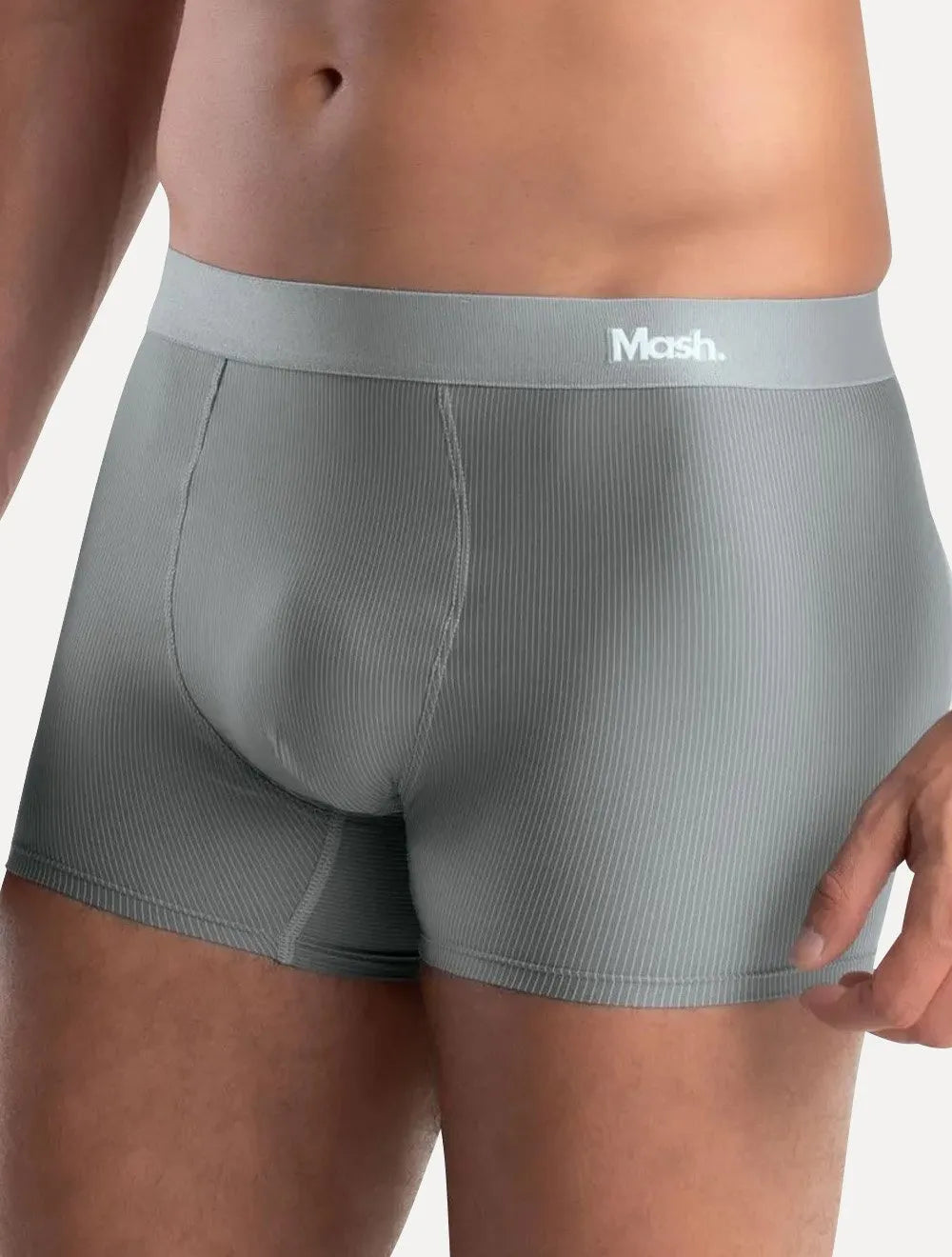 Cueca Mash Masculina Boxer Microfibra Risca de Giz Cinza