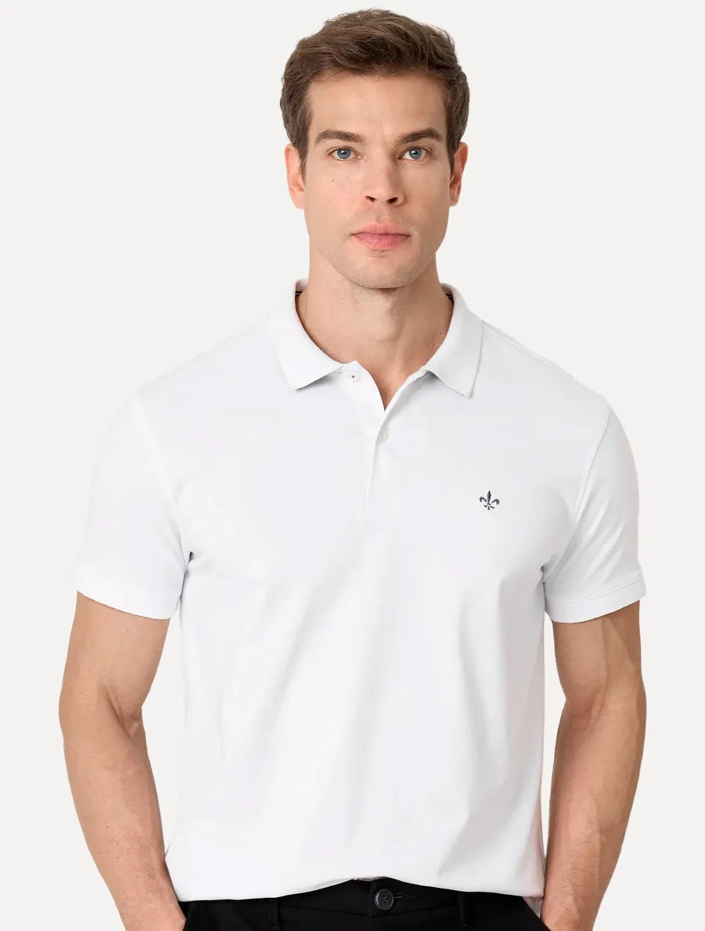 Polo Dudalina Masculina Flex Piquet Branca