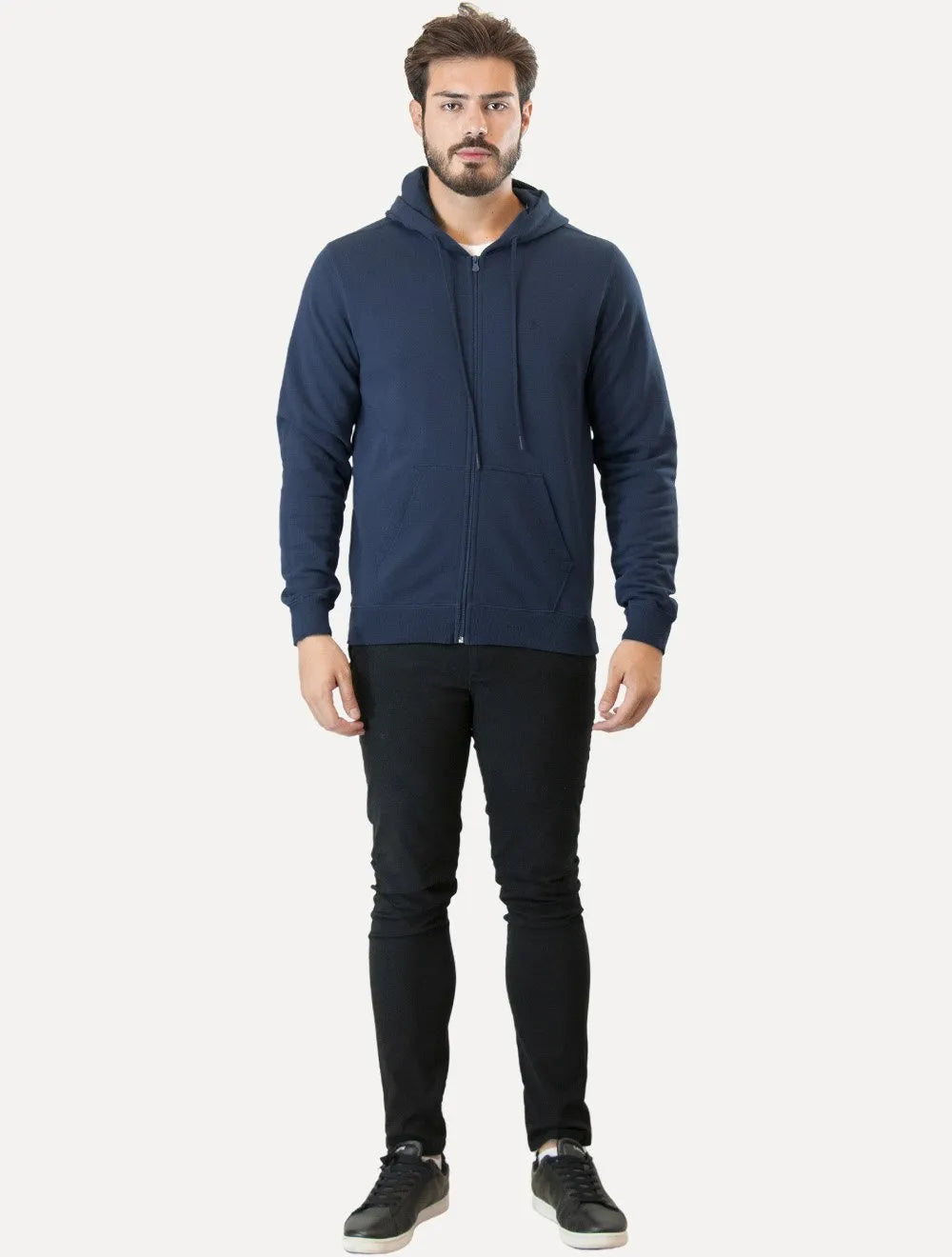 Moletom Original Penguin Masculino Capuz Full-Zip Bordado Azul Marinho