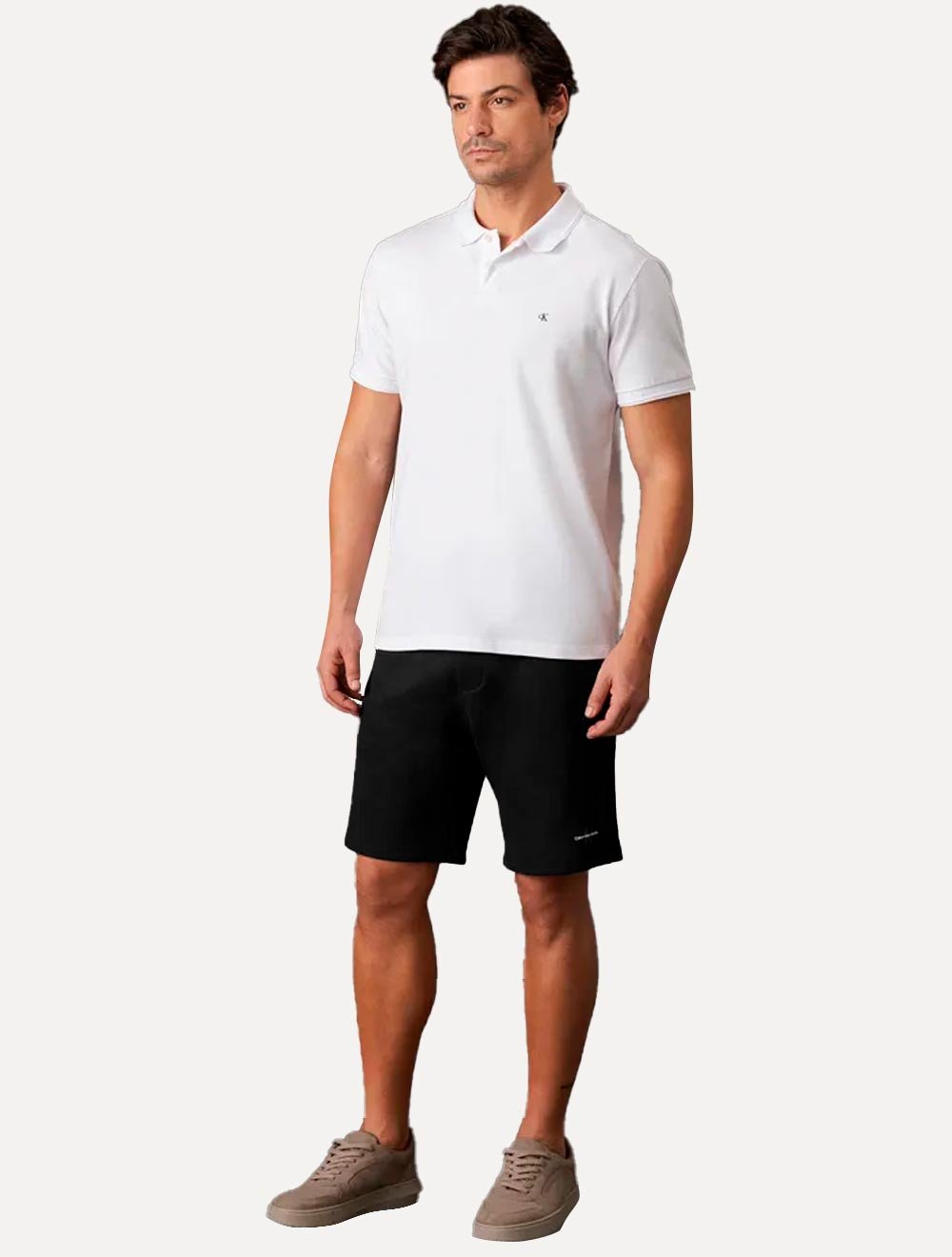 Bermuda Calvin Klein Jeans Moletom Masculina Cadarço RE Issue Preta