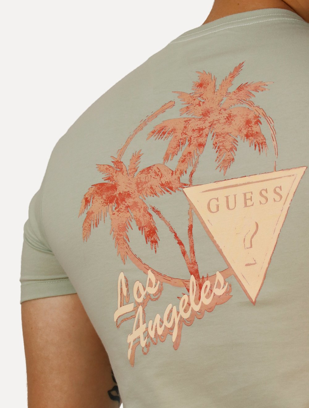 Camiseta Guess Masculina Los Angeles Tropical Verde Claro