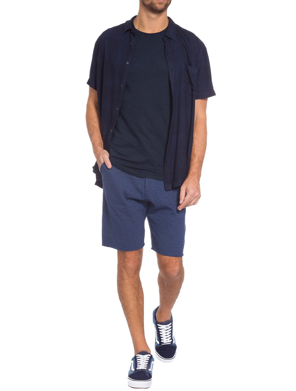 Camiseta Replay Masculina Basic Crewneck Logo Azul Marinho