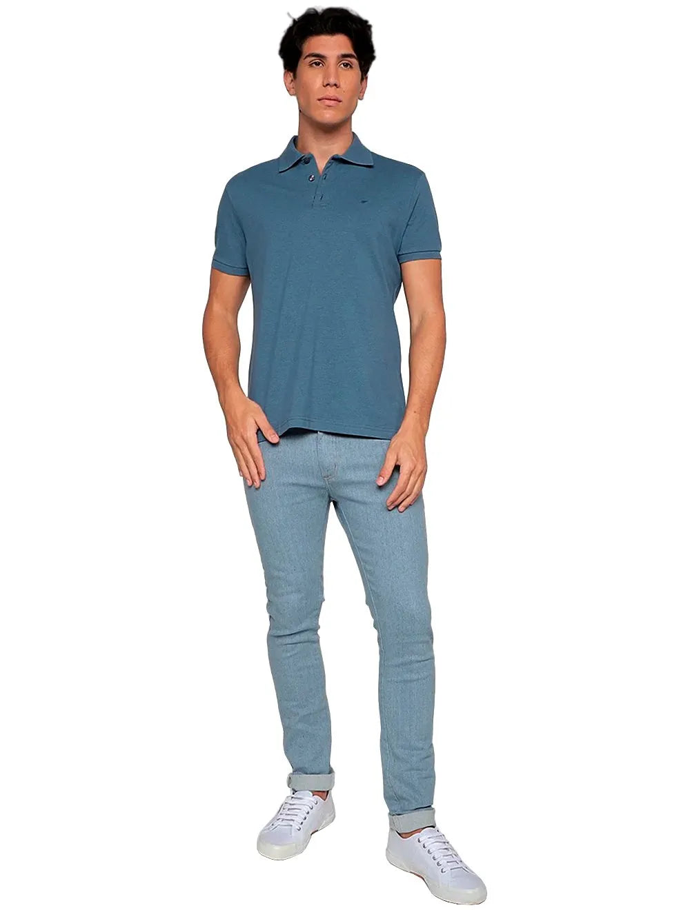 Polo Ellus Masculina Piquet Melange Easa Classic Azul Mescla