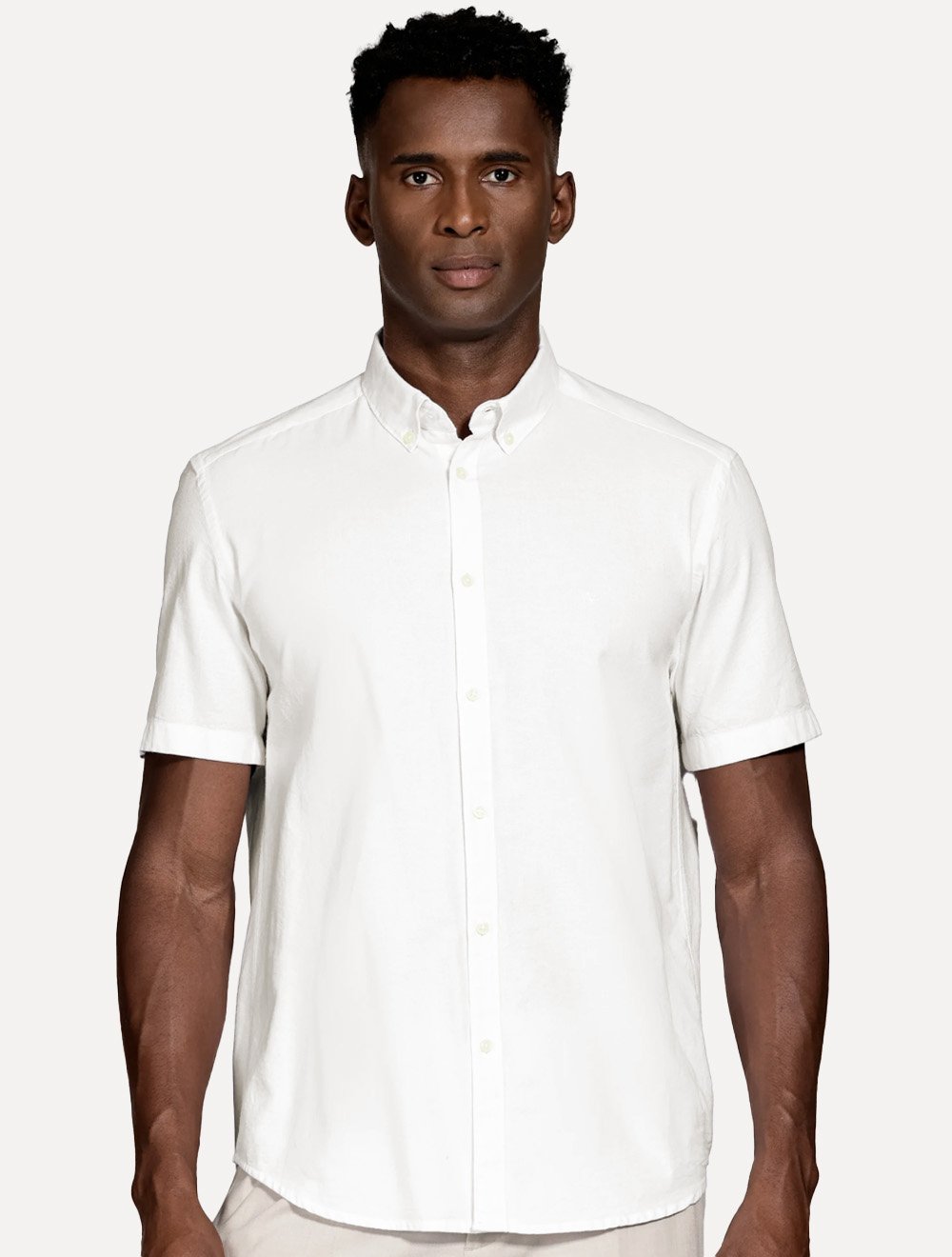 Camisa Aramis Masculina Manga Curta Slim Oxford Planalto Branco