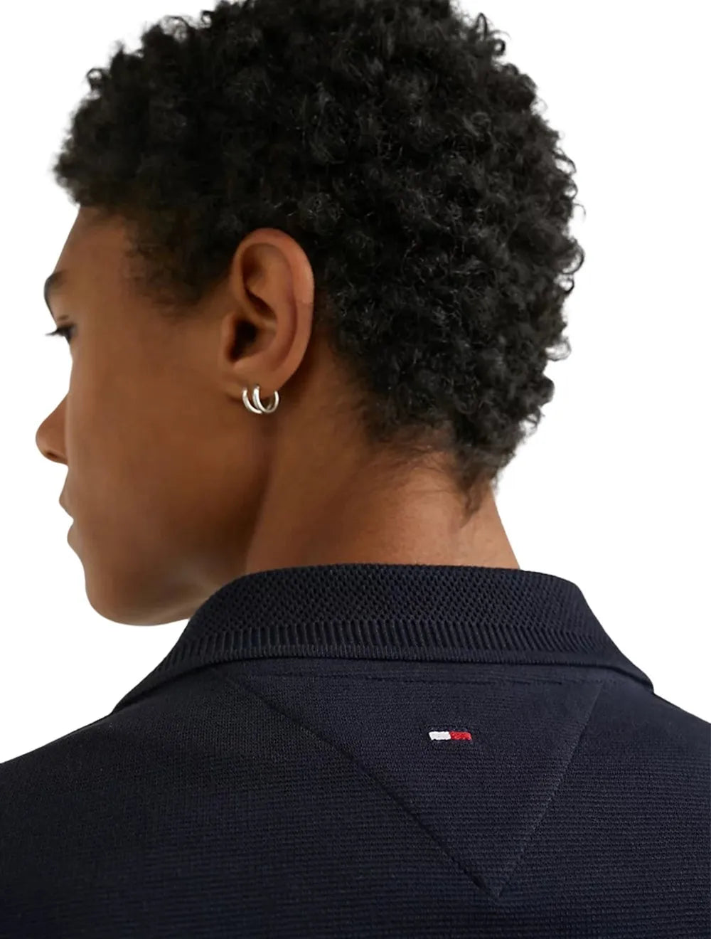 Polo Tommy Hilfiger Masculina Regular Global Stripe Shoulder Azul Marinho