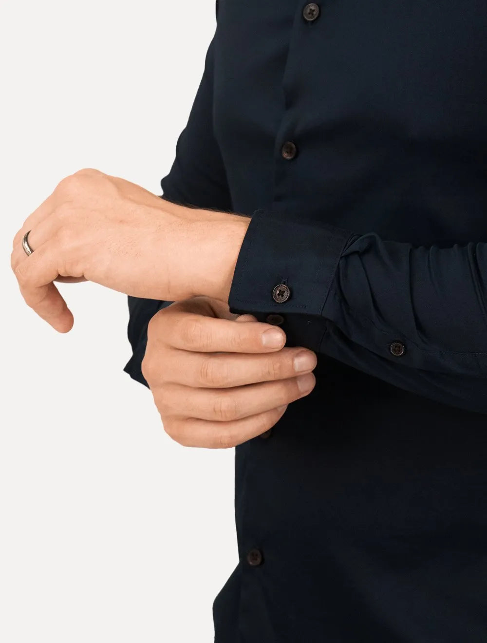 Camisa Calvin Klein Masculina Slim Essential Basic Logo Azul Marinho