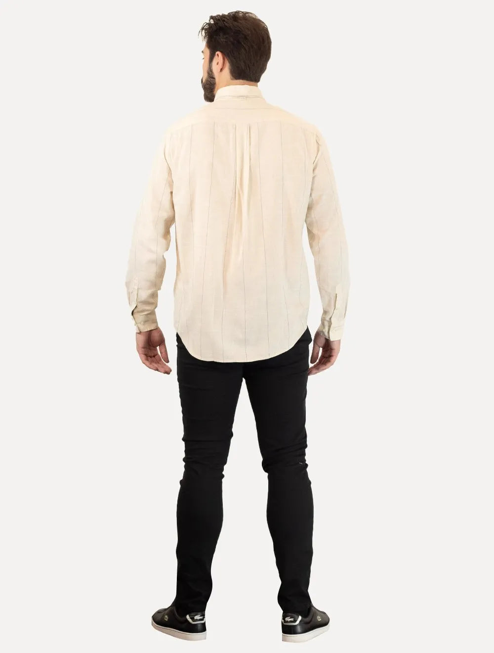 Camisa Aramis Masculina Modal Linho Algodão Visco Areia Mescla