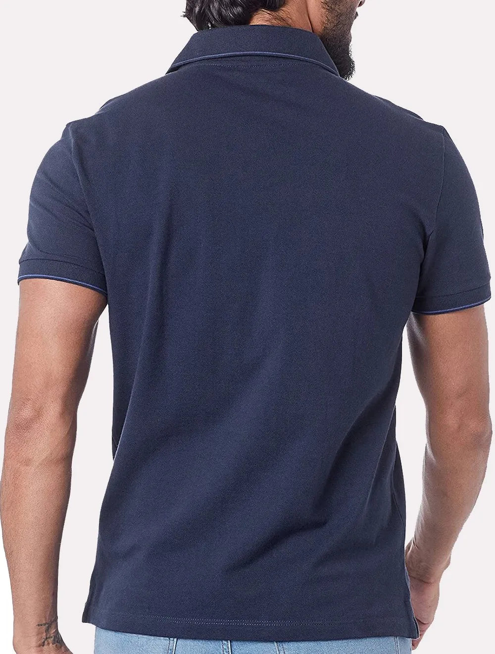 Polo Calvin Klein Masculina Piquet Slim Básica Relevo Azul Marinho