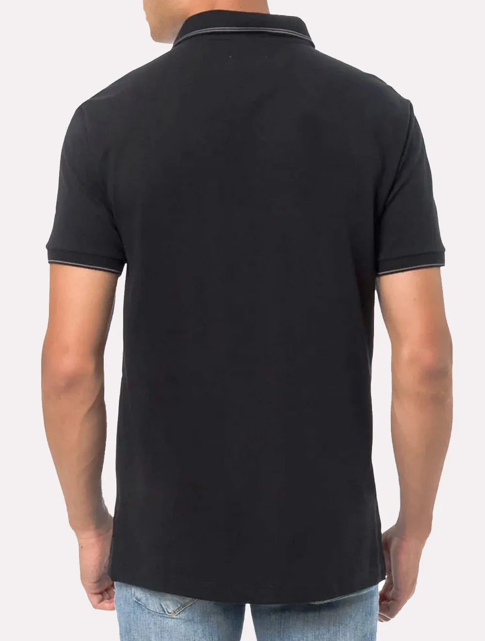 Polo Calvin Klein Masculina Piquet Regular Básica Friso Preta