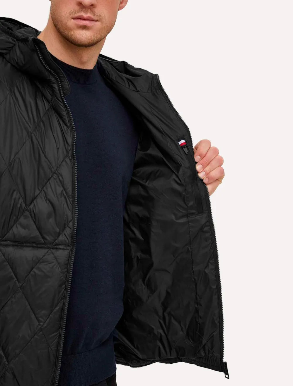 Jaqueta Tommy Hilfiger Masculina Hooded Quilted Preta