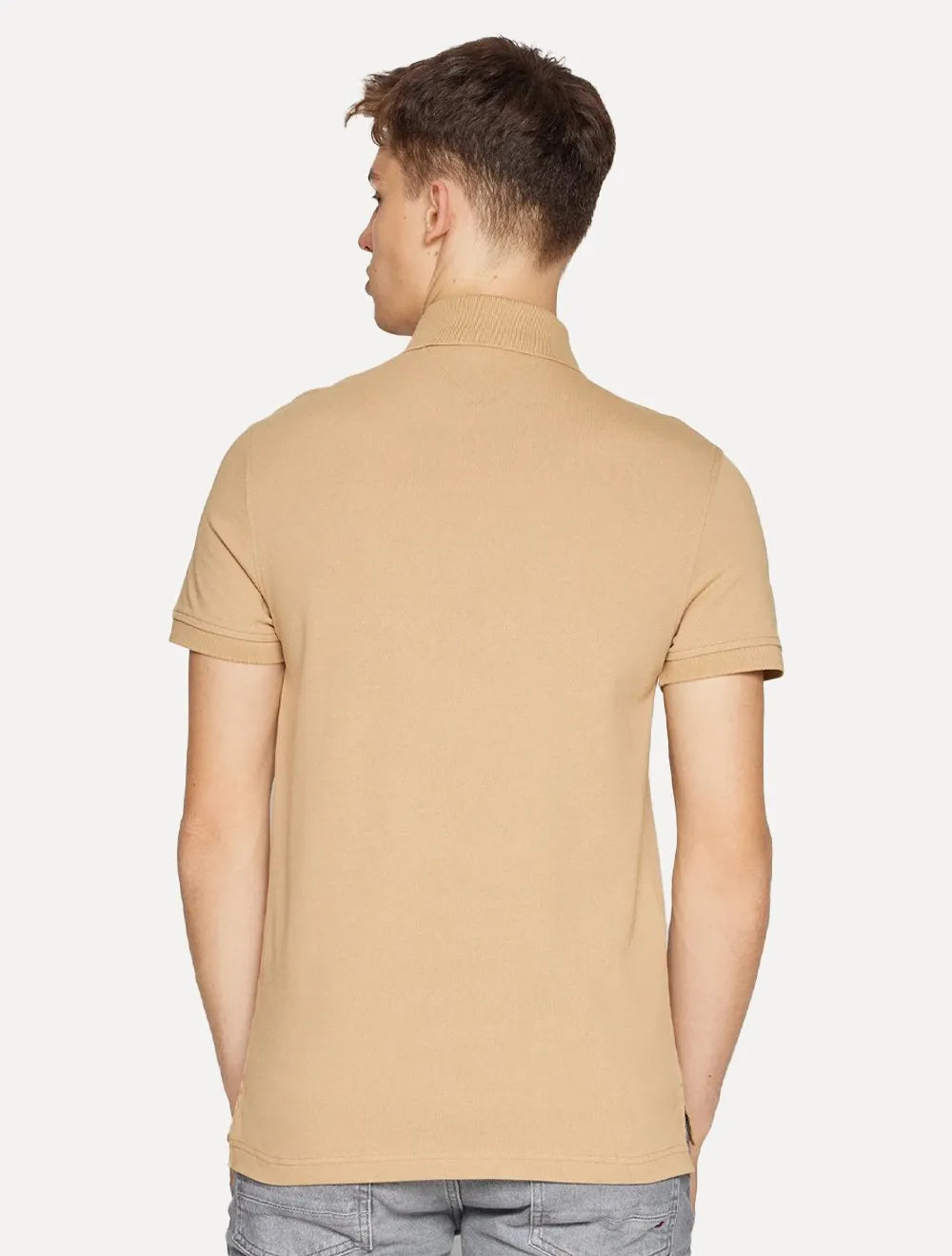 Polo Tommy Hilfiger Masculina Slim Piquet 1985 Cáqui