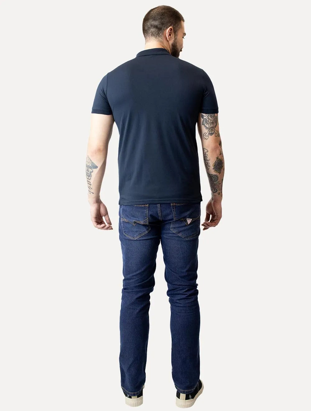 Polo Dixen Masculina Piquet Gola Lisa Azul Marinho