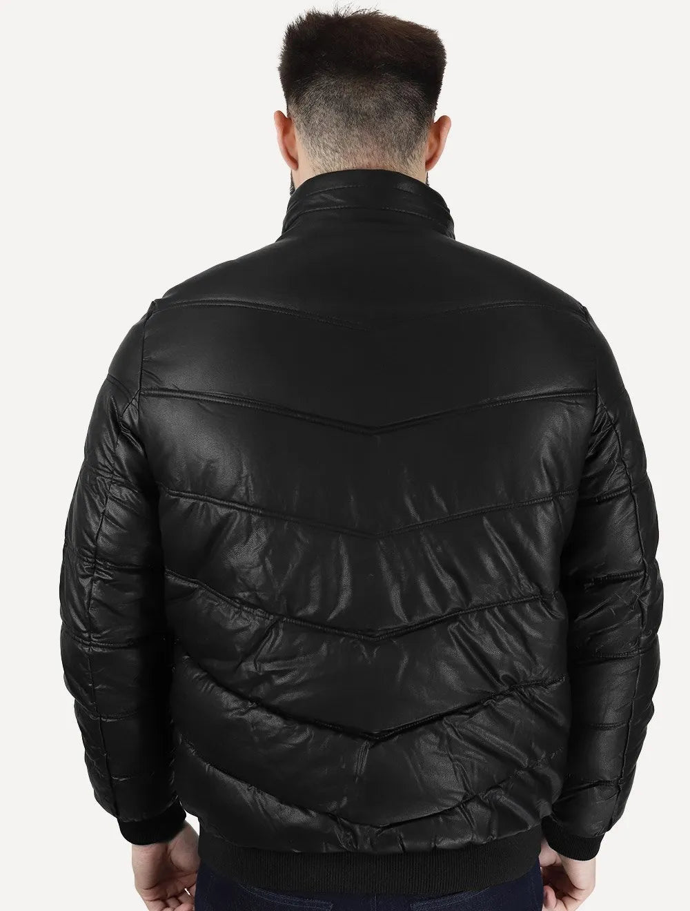 Jaqueta Victory Eagle Masculina PU Leather Bomber Zip Preta