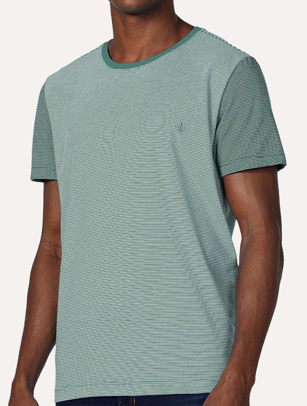 Camiseta Dudalina Masculina Sport Double Stripes Verde Claro