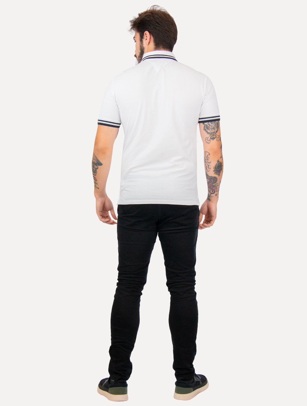 Polo Tommy Jeans Masculina Piquet Regular Tipping Branca