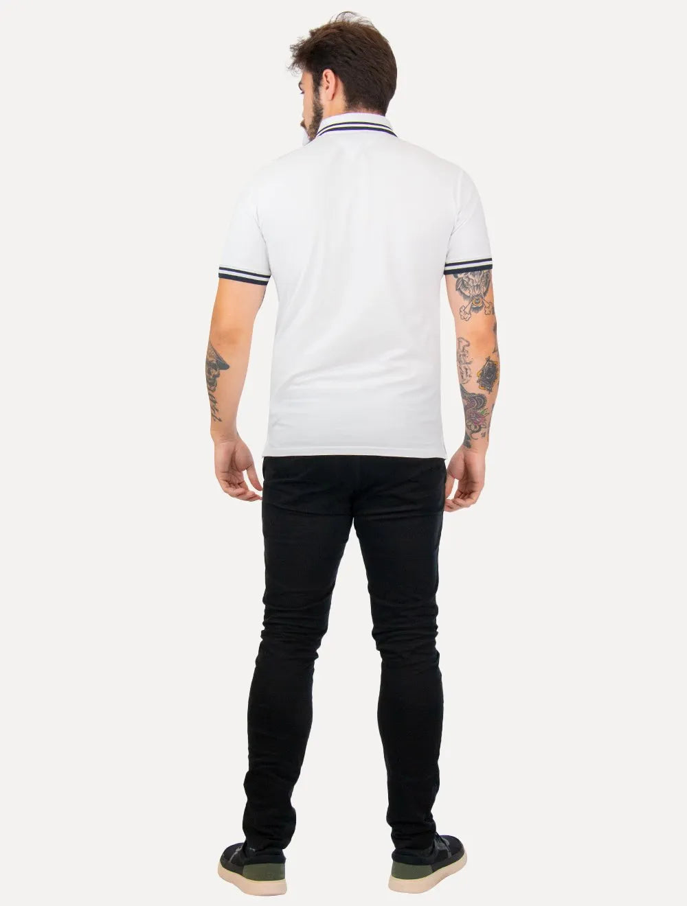 Polo Tommy Jeans Masculina Piquet Regular Tipping Branca