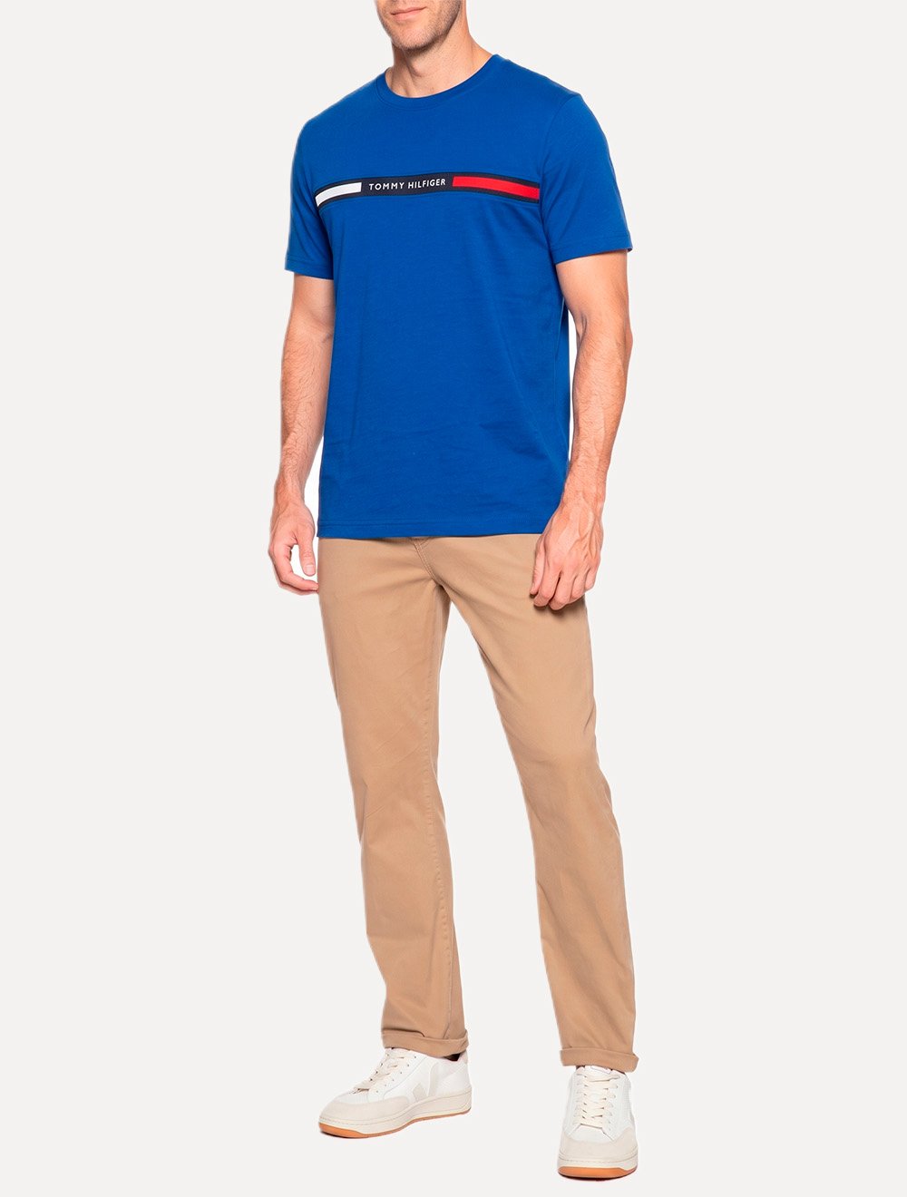 Camiseta Tommy Hilfiger Masculina Chest Insert Logo Azul