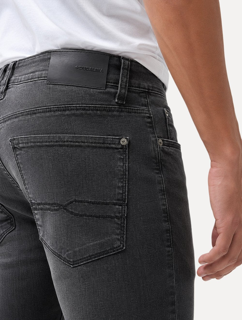 Calça Dudalina Jeans Masculina Regular Right Five Pockets Black Cinza