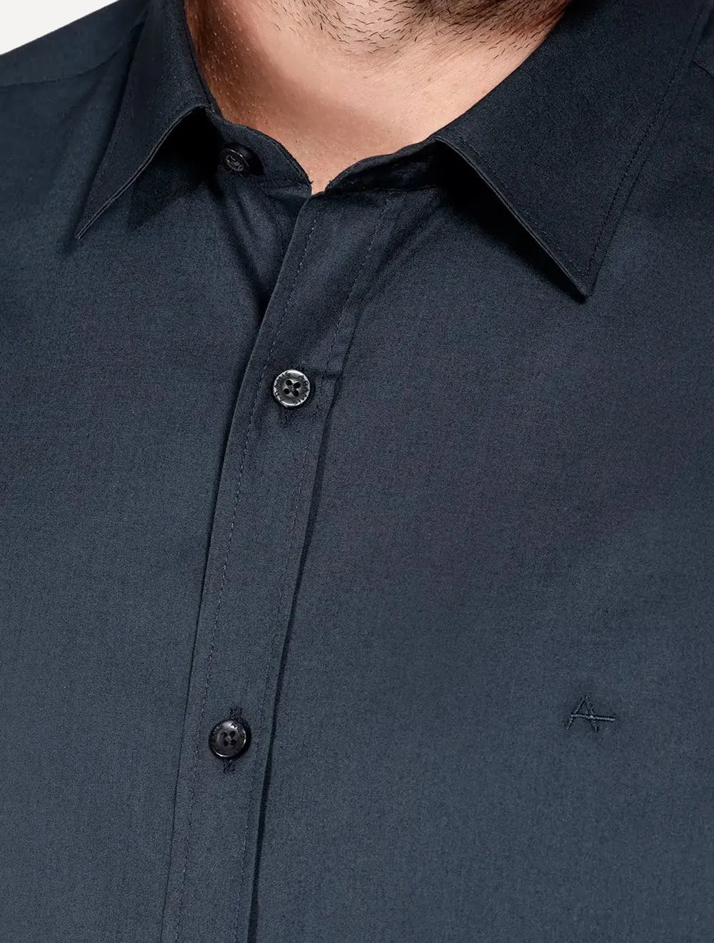 Camisa Aramis Masculina Manga Curta Slim Stretch Tricoline Azul Marinho