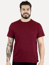 Camiseta Ellus Masculina Cotton Fine Duocolor Classic Bordô